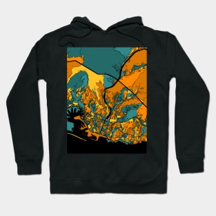 Genoa Map Pattern in Orange & Teal Hoodie